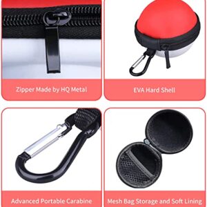 TOGETFACE Round Earbuds Case Portable EVA Carrying Case Organizer Phone Accessory Organizer with Carabiner for Headphones Earbuds Earpiece - red