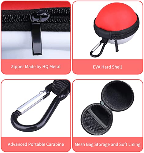 TOGETFACE Round Earbuds Case Portable EVA Carrying Case Organizer Phone Accessory Organizer with Carabiner for Headphones Earbuds Earpiece - red