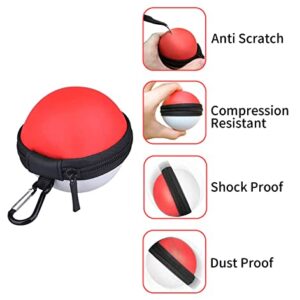 TOGETFACE Round Earbuds Case Portable EVA Carrying Case Organizer Phone Accessory Organizer with Carabiner for Headphones Earbuds Earpiece - red