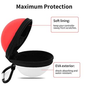 TOGETFACE Round Earbuds Case Portable EVA Carrying Case Organizer Phone Accessory Organizer with Carabiner for Headphones Earbuds Earpiece - red