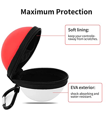 TOGETFACE Round Earbuds Case Portable EVA Carrying Case Organizer Phone Accessory Organizer with Carabiner for Headphones Earbuds Earpiece - red