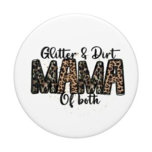 Cute Military Mama Of Both Motif For Women Cool Leopard Mom PopSockets Swappable PopGrip