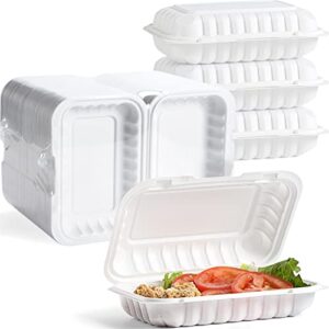 yangrui clamshell food containers, shrink wrap 50 pack 9 x 6 inch 28 oz plastic hinged to go containers microwave freezer safe bpa free take out container