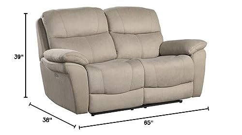 Lexicon Lapointe Wall-Hugger Power Double Reclining Loveseat, Tan