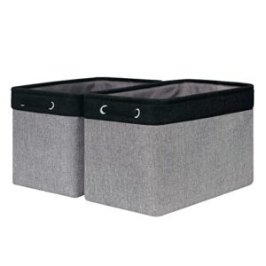 bliecamile large storage baskets,rectangle storage baskets for shelves,storage baskets for organizing,fabric basket for storage closet home storage with handles(16x12x12-2 pack,black&grey)