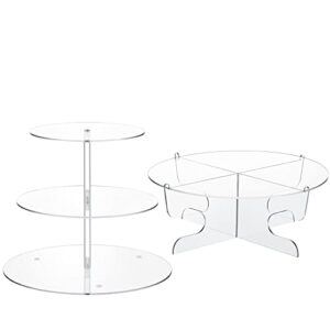 2 pcs acrylic cupcake stand including 3 tier clear dessert tower holder display 1 tier round cupcake holder stand with base reusable for wedding baby shower party noted remove the surface film (clear)