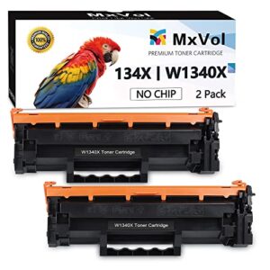 mxvol (no chip) compatible hp 134x w1340x 134a w1340a toner cartridge (2,400 pages x 2) high yield black toner use for hp mfp m234dw m234sdw m209dw m234 m209 printer, 2-pack