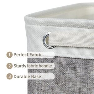 Araierd small storage Baskets for Shelves, Fabric Canvas Flodable storage baskets for Organizing Clothes, Toys(11.8" x 7.8" x 5" -Pack of 6)(White&Grey)