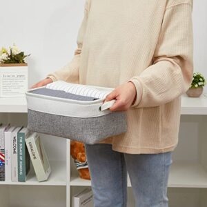 Araierd small storage Baskets for Shelves, Fabric Canvas Flodable storage baskets for Organizing Clothes, Toys(11.8" x 7.8" x 5" -Pack of 6)(White&Grey)