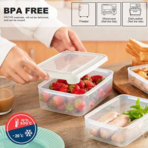 FOLIND Food Storage Container Set, Airtight Plastic Bowls with Lid (Pack of 3), Reusable - For Kitchen Pantry Organization - Lunch Box, Freezer & Microwave Safe, with Grey Lid