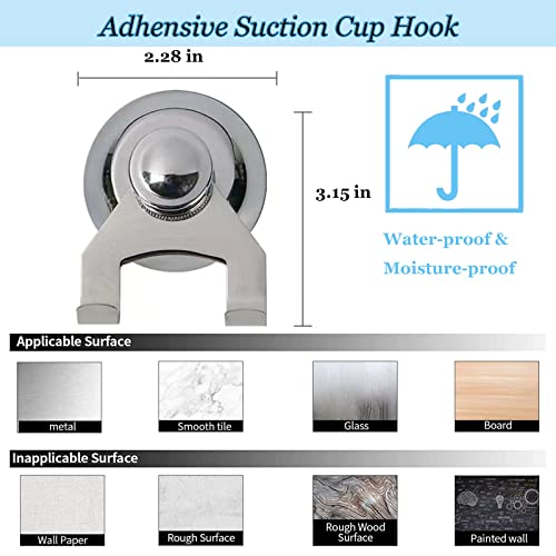 Suction Cup Hooks,2 Pack Removable Shower Hook, Suction Shower Hook Waterproof for Razor Bathrobe Loofah,Suction Cup Hangers Window Glass Kitchen Bathroom Hooks