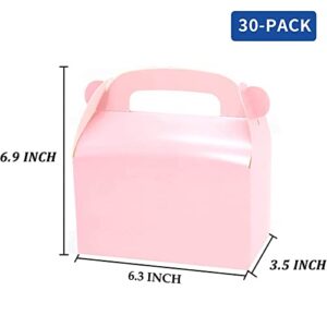 Oletx 30-Pack Pink Party Favor Treat Boxes, Goodie Boxes, Gable Paper Gift Boxes with Handles. Perfect for Princess Pink Party and Baby Girl Shower Decoration Supplies.