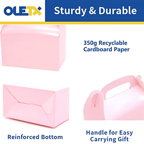 Oletx 30-Pack Pink Party Favor Treat Boxes, Goodie Boxes, Gable Paper Gift Boxes with Handles. Perfect for Princess Pink Party and Baby Girl Shower Decoration Supplies.