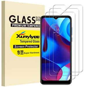 xunylyee [3-pack screen protector for motorola moto g pure, easy to install tempered glass for moto g pure (6.5 inch)