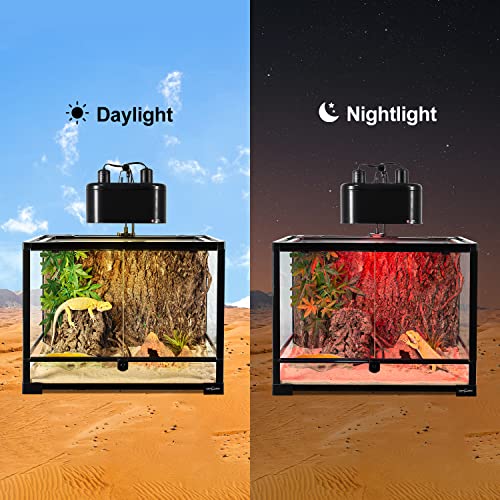 REPTIZOO 75W Reptile Heat Lamp Bulb 2PCS Day & Night Heat Lamp Combo Pack Include Nightlight Infrared Heat Emitter and UVA Daylight Heating Lamp