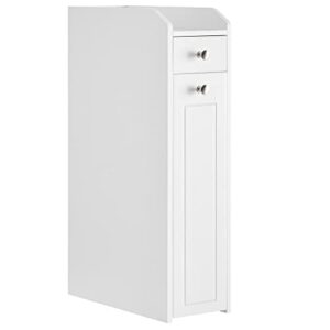 vasagle small bathroom storage cabinet, slim bathroom storage organizer, toilet paper holder with storage, toilet paper storage cabinet with slide out drawers, for small spaces, white ubbc847p31