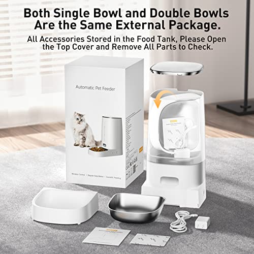 ROJECO Automatic Cat Feeders WiFi, 4L Cat Food Dispenser with APP Control, Detachable Body Design for Cleaning, Dual Power Supply and Low Food Alarms, 2.4GHz Wi-Fi Enabled Pet Feeder for Cats and Dogs