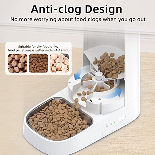 ROJECO Automatic Cat Feeders WiFi, 4L Cat Food Dispenser with APP Control, Detachable Body Design for Cleaning, Dual Power Supply and Low Food Alarms, 2.4GHz Wi-Fi Enabled Pet Feeder for Cats and Dogs