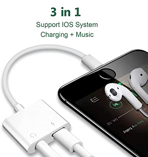 [Apple MFi Certified] Lightning to 3.5mm Headphone Adapter for iPhone 2 Pack,esbeecables 3 in 1 Charger+Aux Audio Splitter Adapter with Music Control Function for iPhone13/ 12/11/XS/XR/X/8/7/iPad/iPod