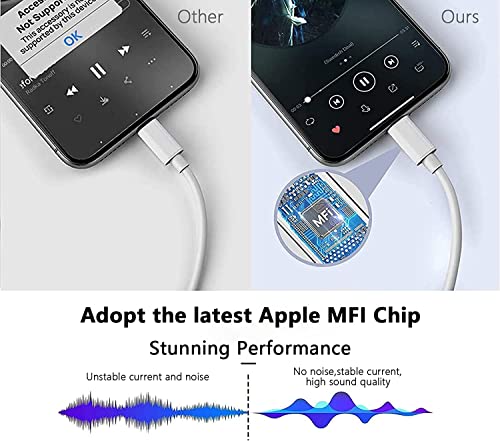 [Apple MFi Certified] Lightning to 3.5mm Headphone Adapter for iPhone 2 Pack,esbeecables 3 in 1 Charger+Aux Audio Splitter Adapter with Music Control Function for iPhone13/ 12/11/XS/XR/X/8/7/iPad/iPod