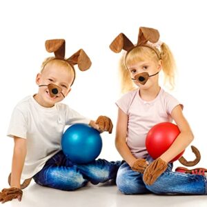 5 Pieces Puppy Dog Costume Set Included Dog Ears Headband Bowtie Fake Nose Tail Puppy Paw Gloves Animal Costume Accessories for Halloween Cosplay Party (Light Brown) Medium