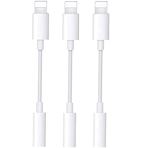 [Apple MFi Certified] 3 Pack Headphone Jack Adapter for iPhone, Lightning to 3.5mm Dongle AUX Audio Stereo Connector Compatible with iPhone 14 13 12 11 11 Pro XR XS X iPad iPod Support All iOS System