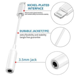 [Apple MFi Certified] 3 Pack Headphone Jack Adapter for iPhone, Lightning to 3.5mm Dongle AUX Audio Stereo Connector Compatible with iPhone 14 13 12 11 11 Pro XR XS X iPad iPod Support All iOS System