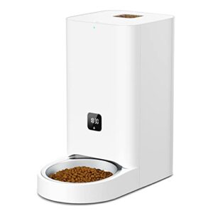 aidanls automatic cat feeders, 6l pet dry food dispenser with stainless steel bowl & clog-free design, up to 50 portions 1- 6 meals per day & 10s voice recorder, timed pet feeder for cats and dogs