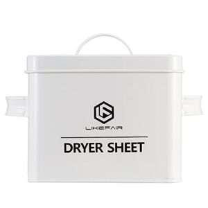 LF Likefair Modern Farmhouse Dryer Sheet Holder for Laundry Room Decor,Laundry Dispenser Container Holder with Lid for Space Saving Laundry Room Organization and Storage,White