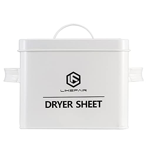 LF Likefair Modern Farmhouse Dryer Sheet Holder for Laundry Room Decor,Laundry Dispenser Container Holder with Lid for Space Saving Laundry Room Organization and Storage,White