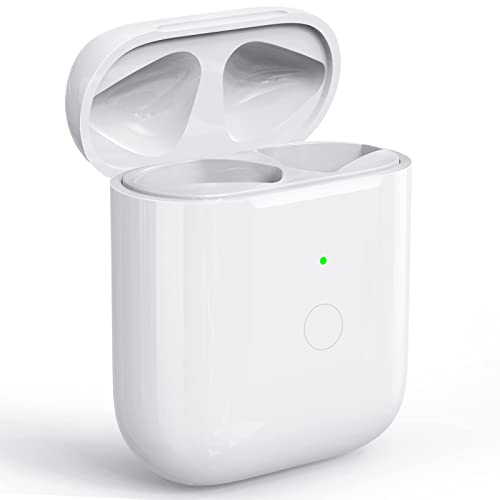 Wireless Charging Case Replacement Only, Compatible with AirPods 1 2, Qi-Certified for Air pods Generation Charger Cases, Support Pairing&Sync, Built in 450Mah Battery, White(Earbuds Not Included)