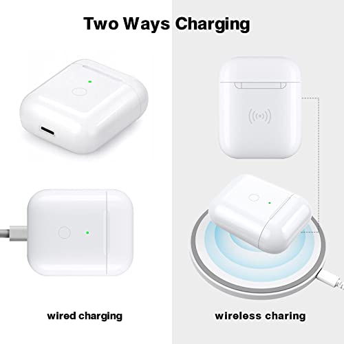 Wireless Charging Case Replacement Only, Compatible with AirPods 1 2, Qi-Certified for Air pods Generation Charger Cases, Support Pairing&Sync, Built in 450Mah Battery, White(Earbuds Not Included)