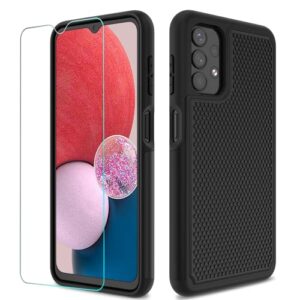 ntzw for samsung galaxy a13 5g case: dual-layer heavy duty protection phone case samsung a13 4g | non slip textured & shockproof silicone tpu bumper | drop protective cover - black