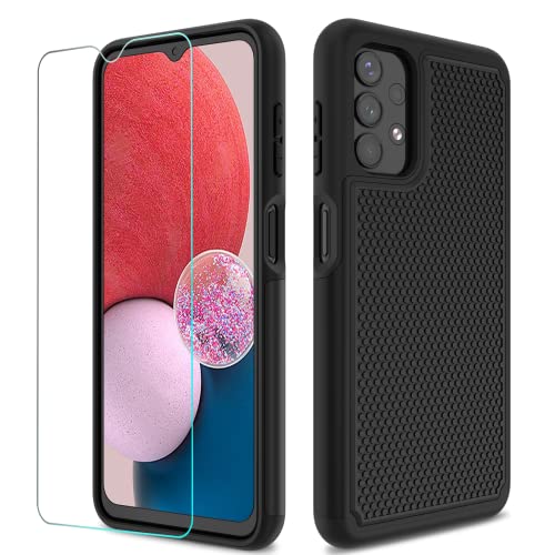 NTZW for Samsung Galaxy A13 5G Case: Dual-Layer Heavy Duty Protection Phone Case Samsung A13 4G | Non Slip Textured & Shockproof Silicone TPU Bumper | Drop Protective Cover - Black