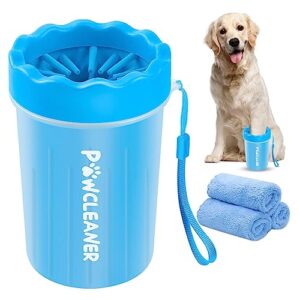 dog paw cleaner, washer, buddy muddy pet foot cleaner for small medium large breed dogs/cats (with 3 absorbent towel)