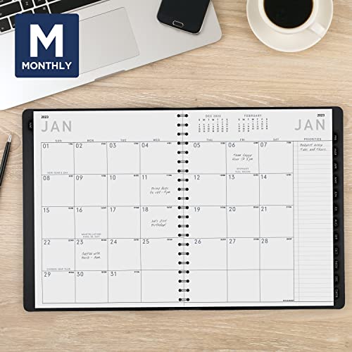AT-A-GLANCE 2023 Weekly & Monthly Planner, Half-Hourly Appointment Book, 8-1/4" x 11", Large, Monthly Tabs, Pocket, Contemporary, Black (70950X05)