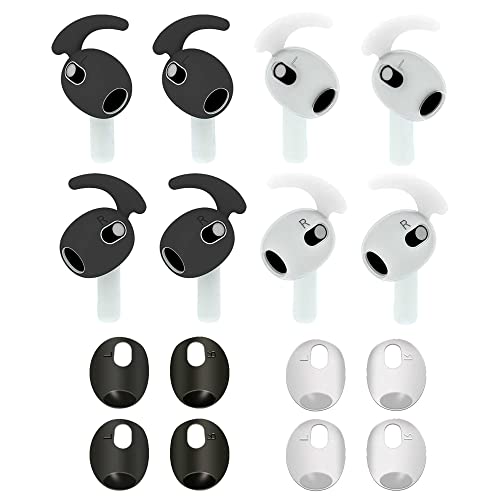 Ear Hooks Covers for AirPods 3 [Added Storage Box] Grip Tips Anti Lost Running Accessories Compatible with Apple AirPods 3rd Generation (4B+4W)