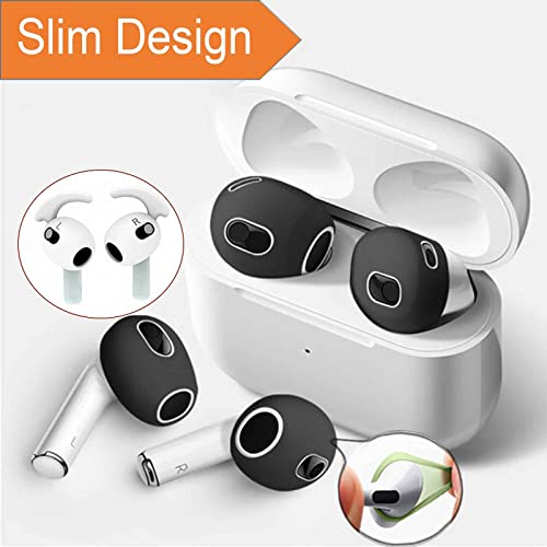 Ear Hooks Covers for AirPods 3 [Added Storage Box] Grip Tips Anti Lost Running Accessories Compatible with Apple AirPods 3rd Generation (4B+4W)