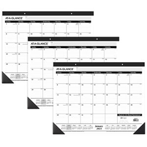 at-a-glance desk calendar 2023, office desk pads, monthly, 21-3/4" x 17", large, ruled blocks, 3 pack (azsk2400)