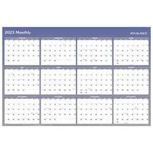 at-a-glance 2023 wall calendar, dry erase monthly wall planner, 12 month, 48" x 32", jumbo, vertical/horizontal, reversible, blue (a1152)