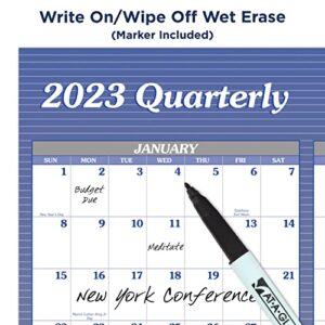 AT-A-GLANCE 2023 Wall Calendar, Dry Erase Monthly Wall Planner, 12 Month, 48" x 32", Jumbo, Vertical/Horizontal, Reversible, Blue (A1152)