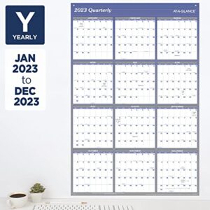 AT-A-GLANCE 2023 Wall Calendar, Dry Erase Monthly Wall Planner, 12 Month, 48" x 32", Jumbo, Vertical/Horizontal, Reversible, Blue (A1152)