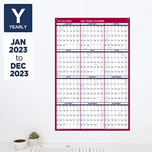 AT-A-GLANCE 2023 Wall Calendar, 24" x 36", Extra Large, Monthly, Paper, Reversible, Vertical/Horizontal (PM21228)