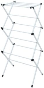 ybm home 3-tier collapsing foldable laundry rack for air drying clothing, lightweight metal, white, 1589-21vc, 31.1'' widthx41.5'' heightx13.7'' length