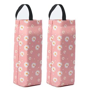 plastic bag holder, krgmnhr 2 pack of waterproof wall mount grocery bag dispenser garbage bag organizer plastic bag holder and dispenser (pink)