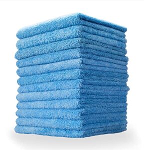 aero cosmetics all-purpose microfiber cleaning towels (12-pack) cleaning cloth for wet or waterless wash - highly absorbent, lint-free, car, rv, motorcycle, kitchens, bathrooms