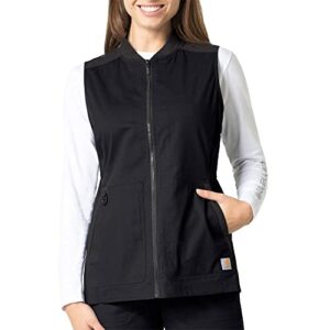 carhartt women's modern fit zip-front utility vest, black, extra large