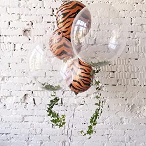 36 Pieces Jungle Balloons by Lunaborne - 18-inch Aluminum Foil Balloons - Leopard Tiger Zebra Giraffe Print Pattern Helium Party Balloons, Jungle Wildlife Zoo Theme Birthday Party Decorations