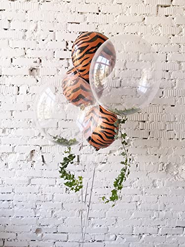 36 Pieces Jungle Balloons by Lunaborne - 18-inch Aluminum Foil Balloons - Leopard Tiger Zebra Giraffe Print Pattern Helium Party Balloons, Jungle Wildlife Zoo Theme Birthday Party Decorations