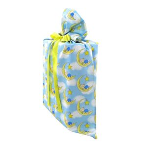 VZWraps Sleepy Bears Reusable Fabric Gift Bag for Baby Shower or Child's Birthday (Large 20 Inches Wide by 27 Inches High)